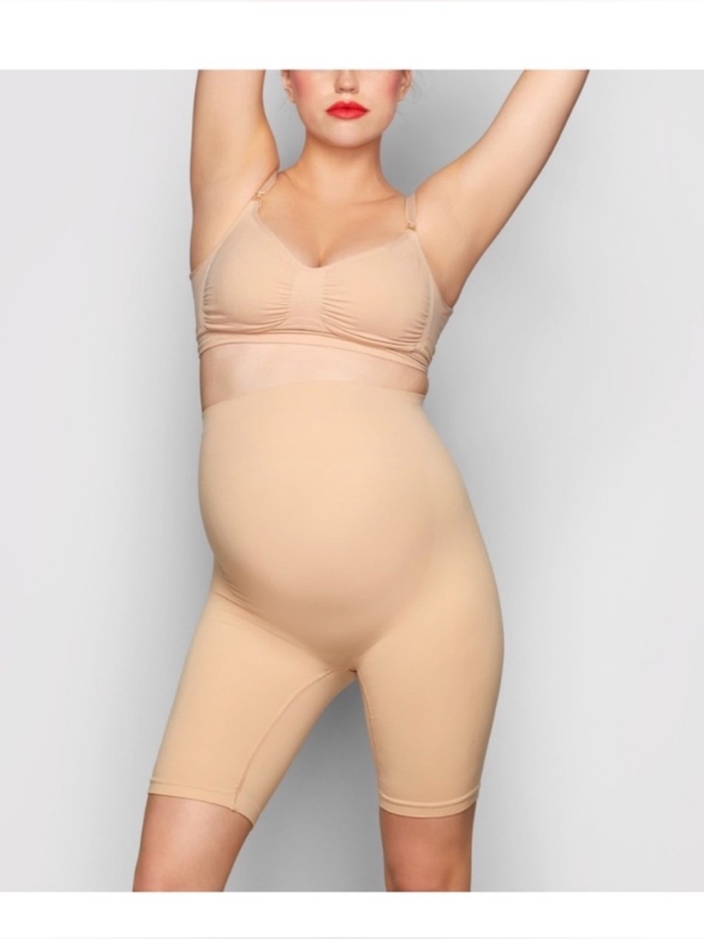 NWOT SKIMS Seamless Sculpt Maternity Mid Thigh Short - Clay
